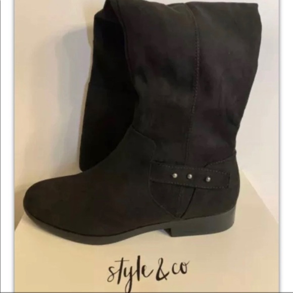 Brand New Style & Co Lessah Black Microfiber Boots - Picture 3 of 6